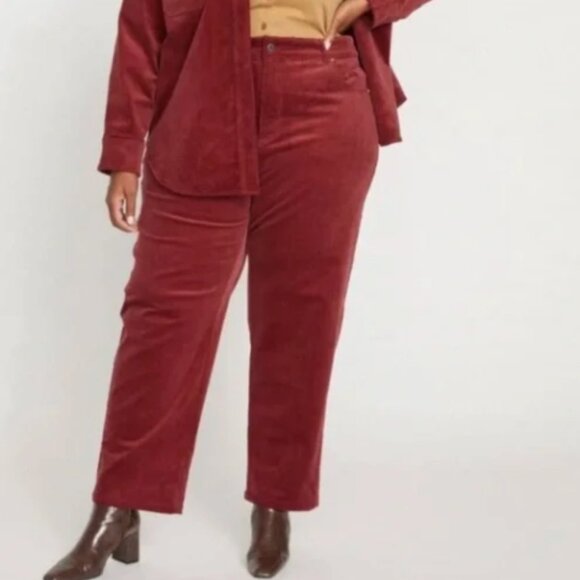 UNIVERSAL STANDARD Cassidy High Rise Straight Corduroy Pants Red NWT Size 14 - Picture 1 of 6